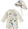 WYTbaby Maillot de bain une pièce pour bébé - Vêtement UV à manches longues - Protection UV - Pour bébé garçon - Avec chapeau de soleil, beige, 3-6 mois