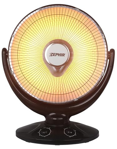 Zephir, Stufa Elettrica Oscillante 900W, Stufa Carbonio 2 Livelli di Potenza (450/900W), Maniglia, Inclinabile, Timer, Sistema Anti Ribaltamento, Colore Nero (Ricondizionato)