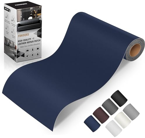 Leder kunstleder selbstklebend, 10 x 200cm leder reparatur set für Möbel, Sofa, Autositze, Taschen, Leder Reparatur und Renovierung(Glatt Marineblau)