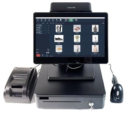 14 zoll POS System I3 I5 10 Touch Screen Kassen Mit Thermische Drucker Restaurant Terminal Desktop POS Für Geschäfte und Unternehmen(I3 4G 64G WIFI VFD)