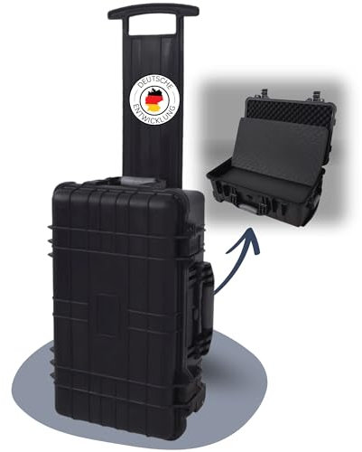 DELUKE® Universalkoffer mit Schaumstoffeinlage - mit Rollen | Transportkoffer mit Schaumstoff Outdoor-Fotokoffer Kamerakoffer Koffer für Messgeräte, 56x35x23cm