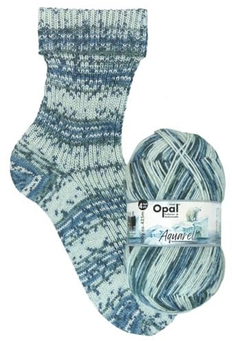 Opal Sockenwolle Aquarell, 4-fädig, 75% Schurwolle Superwash, 425m/100g, Nadelstärke 2-3mm (11532 Eisschollentanz)