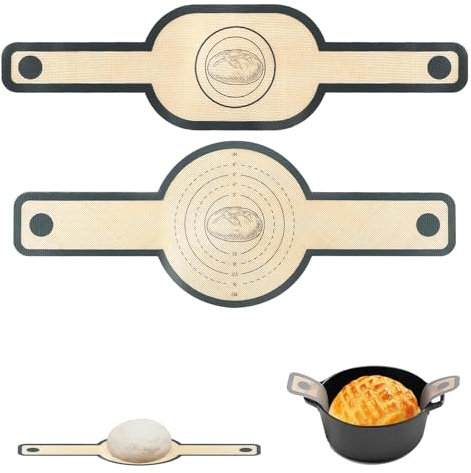 LEWBDF 2 Stück Silikon Backmatte für Dutch Oven, Silikon Backmatte Brot, Wiederverwendbare Backmatte Brot, Brotbackmatte, Dauerbackmatte Brot, Leicht Zu Reinigen für Brottopf, Teigmatte