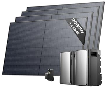 EF ECOFLOW Kit solaire Stream Ultra et AC Pro Batterie de 3,84 kWh avec panneaux solaires rigides 520W*4, double port CA 2300 W, 6000 cycles de charge, Plug & Play, TOU, contrôle intelligent AI