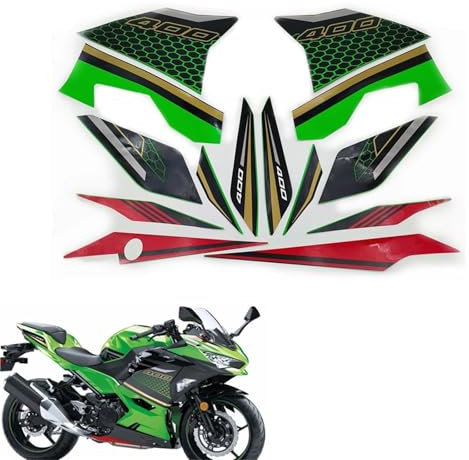 SHQXD Adesivo Serbatoio Decalcomanie Decorative per Moto per Kawasaki per Ninja 400 2020, Kit Completo di Adesivi per Carenatura Verde per Moto