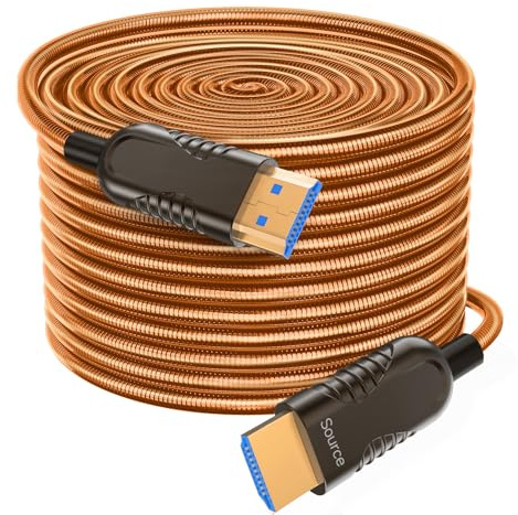 Ploiwue long 8k HDMI opticafiber cable 80M Metal Armor Jacket active optical AOC 2.1cable 48Gbps ultra high speed cable Function for HDTV/Projec tor Home Theatre Gaming box Blu ray player projector