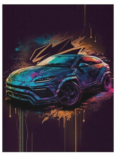 Sportwagen 500 Teile Holzpuzzle,einzigartiges Puzzle, Geschenk Für Erwachsene,Familienspiel,Herausforderungsaktivität,55×41cm