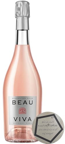 Beau Viva | alkoholfreier & kalorienarmer Rosé-Sekt | Rosé Sparkling, Colombard-Traube | Südfrankreich | 1 x 0,75 l | inkl. LOVEVINO Silver Button Sticker