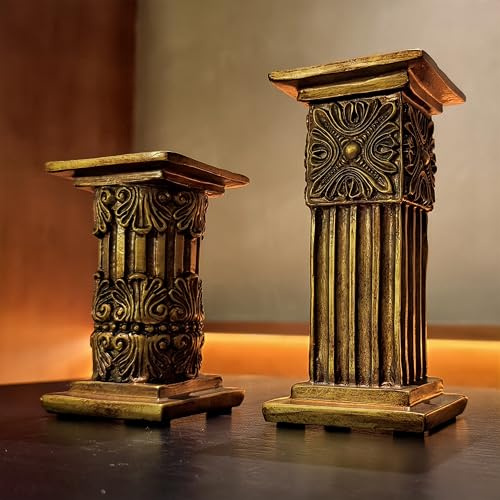 Kerzenhalter-Set mit römischen Säulen, Sockel, Stumpenstatuen, griechische Säulen, Kunstharz-Statue, Tischakzente, Dekoration, Kerzenhalter, Hochzeitsbankett, Desktop-Ornament, Geschenke für