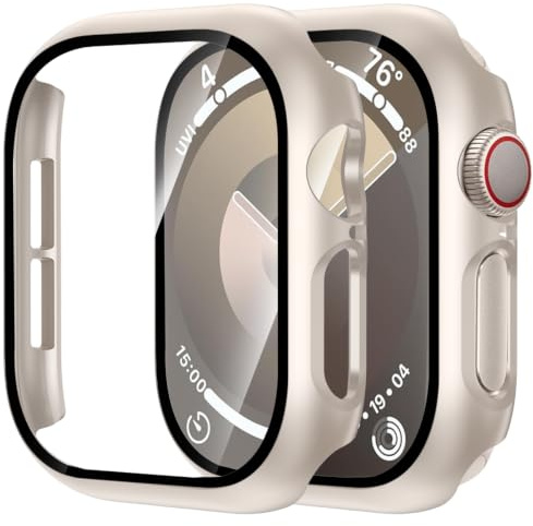 HAANILKYI 2-Stück Hülle für Apple Watch SE 3/SE 2/SE/Series 6/5/4 40mm | Harte PC-Schutzhülle mit Displayschutz, Gehärtet Displayschutzfolie, Kratzfest & Stoßfest, Ultradünn