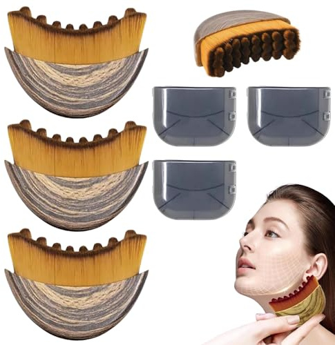 3 Stück Set Gesichtsbürste, Lymphbürsten Gesicht, Gua Sha Bürste für empfindliche Haut, Sanfte Massage und Lymphdrainage, Ideal für Reisen und tägliche Pflege, 7.2 x 6.8 cm