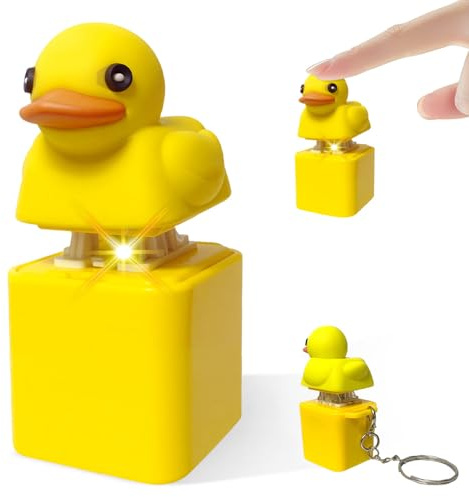 Fidget Toys Lizard Button 2026 New Lizard Keychain Sound Frosch Sensorik Spielzeug, Tastatur Schlüsselanhänger, Eidechsen-Schlüsselanhänger mit Sound Und Bunten Lichtern (Ente)