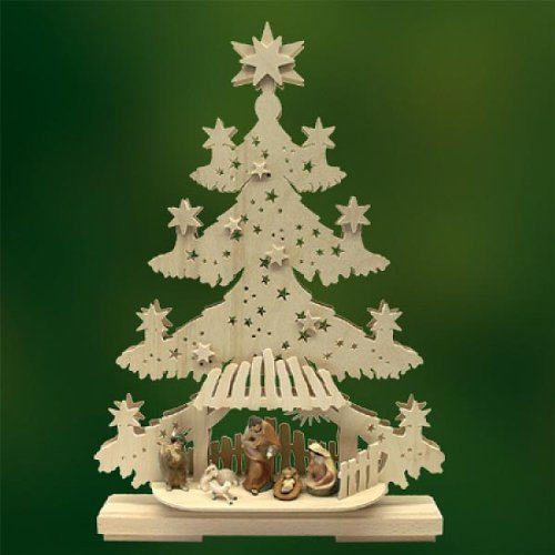 Ratags Lichterwelt Lichterspitze - Tanne Christuskind mit Krippenfiguren - 32x44x7cm