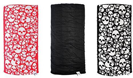 Oxford Comfy Neck Warmers Skull's Balaclava (Pack of 3) - Black/Red/White, One Size