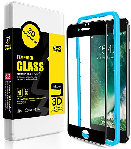 SMARTDEVIL Panzerglas für iPhone 7 Plus/8 Plus [Vollständige Abdeckung][Installationskit inklusive], Displayschutzfolie [Kratzfest] – [Ultra Robust] 9H gehärtetes Glas
