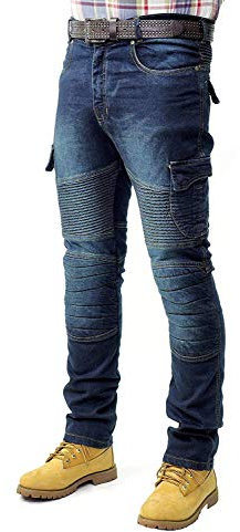 Prime Pantalones de Trabajo para Hombre Pantalones Cargo Pantalones Militares Pants BLJ-02 (BLACK-DENIM-005, 34W X 30L)