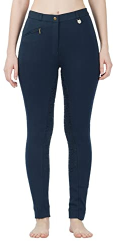 Avon Equine Pantalon d'équitation en silicone pour femme avec assise complète,Tissu coton/lycra de qualité supérieure,Bleu marine ou noir, bleu marine, UK 8 (26-Inch)