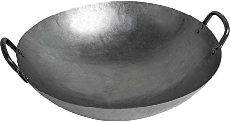 AAF Nommel ® Wok ca. 31 cm Ø mit 2 Griffen/Henkeln und rundem Boden für Gas, Gastronomie, Wokpfanne