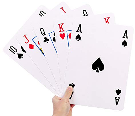 GrassVillage Jumbo A4 Playing Cards – Giant 28cm x 20cm Plastic Coated, Water Resistant Deck for Family Party Games, BBQs, Garden, Indoor & Outdoor Fun, Christmas & Events