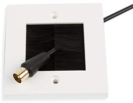G-PLUG Cable Pass Through Wall Plate Faceplate with Brush – White Single Gang Cover for HDMI, TV, Ethernet, Speaker Wires – Easy to Install, Clean Cable Management Solution