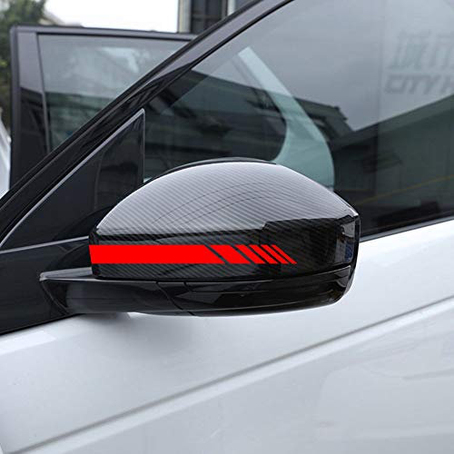 Autodomy Pack 6 Unita Specchietti Retrovisori Adesivi | Adesivi Strisce per Auto Resistente Pioggia e UV | Sportivo Adesivo per Auto Esterni Facile Aplicazione (Rosso)