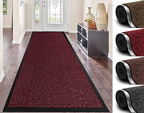 Door mat for Indoor & Outdoor,60x180cm Red Non Slip Wahsable Barrier Door mat,Heavy Duty Hard Wearing Dust Large Kitchen Entrance Rug Shoes Scraper,Super Absorbent Rubber back Floor Mat Carpet Runner
