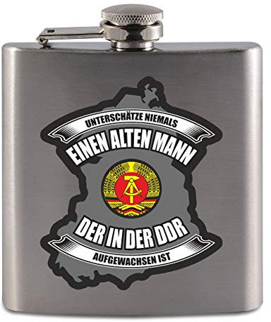 Herren Flachmann aus Edelstahl Unterschätze nie alten Mann aus der DDR opa vater