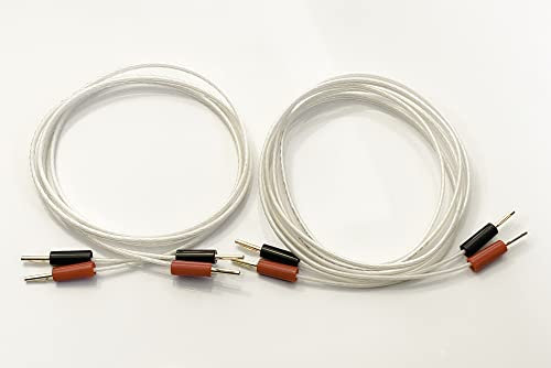 QED Performance Silver Micro Speaker Cable 4 Metre Pair, Two Cables Terminated With Gold Plated 4mm Banana Plugs On All Ends 8 Plugs In Total