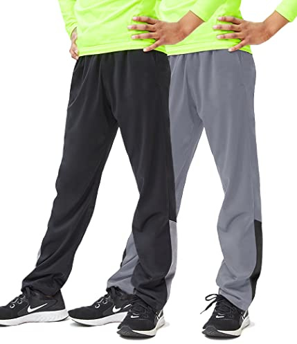 DEVOPS Boys Active Performance Workout Athletic Training Pants (X-Small, Black/Gray [2 Pack])