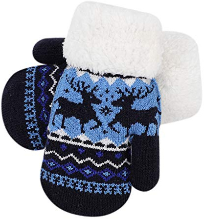 Handschuhe Mädchen Jungen Fausthandschuhe Warm Kuschelig Kinderfäustlinge Plüsch Kinder Gestrickt Winterhandschuhe 3-6 Jahre alt Verdichkt Strickhandschuhe für Radfahren Joggen Spielen