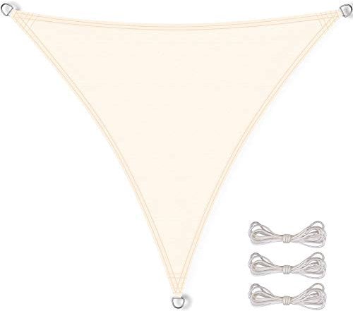 CelinaSun Sonnensegel wasserdicht inkl Befestigungsseile Basic Dreieck gleichseitig 3,6 x 3,6 x 3,6 m cremeweiß Sonnenschutz wasserabweisend