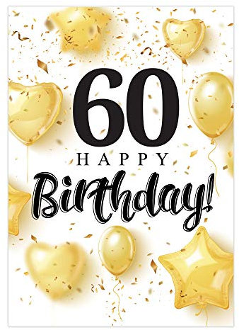 Friendly Fox Geburtstagskarte runder Geburtstag, 1x DIN A5 große Geburtstagskarte zum 60. Geburtstag, Glückwunschkarte Geburtstag, Happy Birthday Karte mit Umschlag, Klappkarte