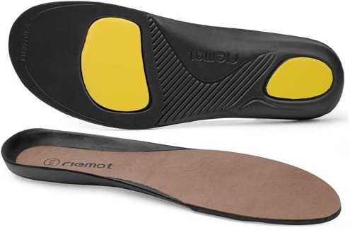 riemot Leder Sport Einlegesohlen Atmungsaktive Einlagen aus Echt-Leder Schuheinlagen Komfort Ledersohlen mit Bogenstütze - Braun 42EU