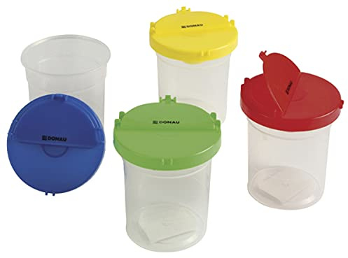 DONAU Wasserbecher mit Ausgießsperre 225ml Farbmix/Schulartikel/Typ-mit Deckel/Typ-mit Ablaufsperre/Farbe-Mix Farben/Volumen (ml)-225