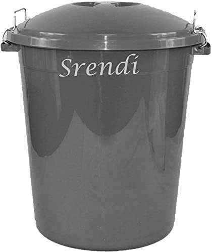 Srendi® 50L Hygienic Plastic Bin/Waterproof/Rodent Proof/Ideal for Outdoor/Animal Feed/Food/Storage/Flour Locking Lid (Grey)