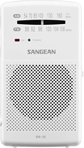 Sangean SR-35 Blanco Radio FM/Am Altavoz Integrado Antena TELESCÓPICA Salida Auriculares