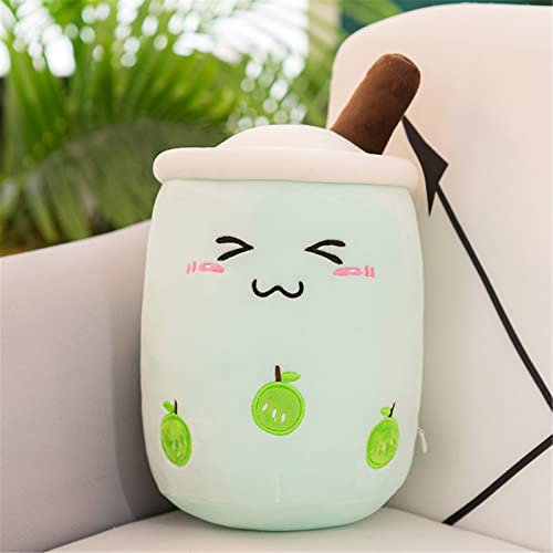 EXQULEG Bubble Tea Plüschtier Boba Kuscheltier Plüschpuppen Weiche Kuscheltier Tee Weiche Puppe Teetasse Kissen Kinderspielzeug (Blau-Schielen,25cm)