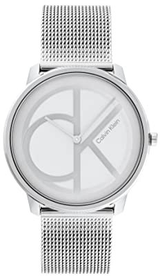 Calvin Klein Montre Analogique à Quartz pour Homme et Femme Collection Iconic Mesh - 40MM avec Bracelet Milanais en Acier Inoxydable Argenté - 25200027