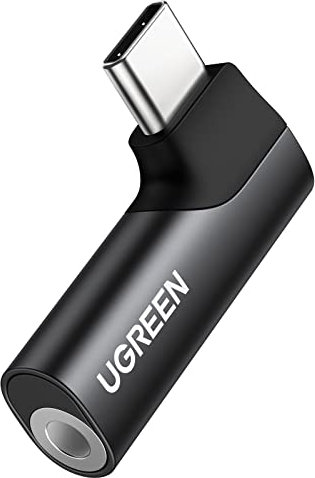 UGREEN Adaptador USB Tipo C a Jack 3.5mm DAC Chip Auriculares Micrófono 90 Grados Compatible con iPhone 16 Plus Pro MAX Galaxy S25 Ultra iPad 2024 Pixel 9 XL (Negro)