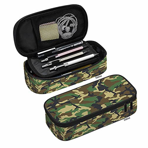 Yekiua Camouflage-Federmäppchen, Camouflage-Muster, großes Fassungsvermögen, für Büro, Uni, Make-up-Tasche
