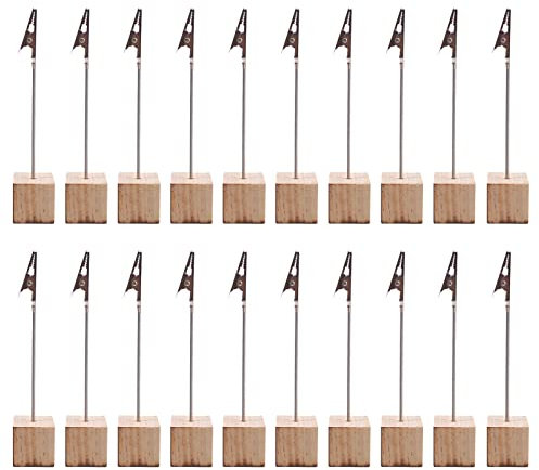 Memo-Clip-Halter und Nachrichten-Clip-Halter, Kartenständer,20 Stück Fotohalter mit Klammern,Memo-Clip-Halter aus Holz, Bildhalter mit Clips,Memo-Foto-Clip,Fotowürfel für Hochzeits,