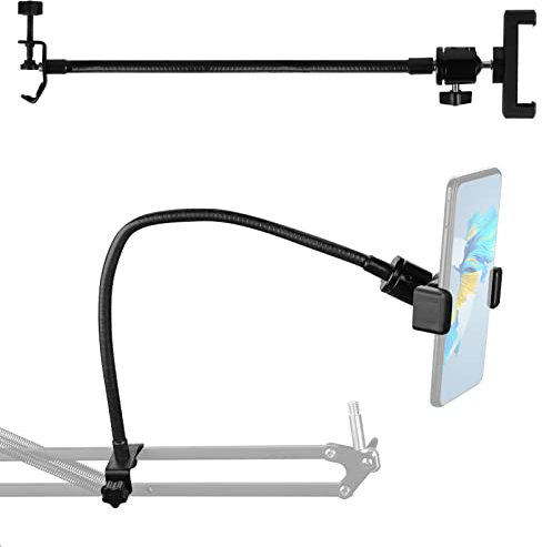 Geekria for Creators Flexible Mobile Phone Holder for Microphone Boom Arm, Mic Stand Gooseneck Smartphone Mount Compatible with íPhone 14, 14 Plus, 13, SAMSUNG Galaxy S22 Ultra (2 Pack)