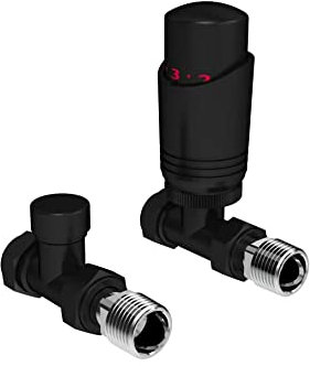 Thermostatventil für Heizkörper, abgewinkelt, eckig oder gerade, mattschwarz, TRV-Thermostatventile (gerade)