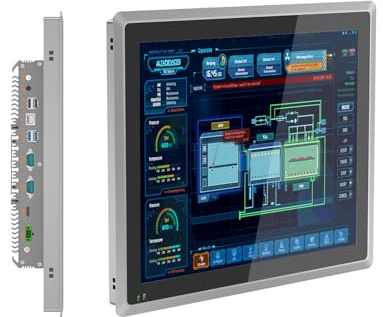 SunKol 19 inch Fanless Industrial Panel PC, All in One Industrial Embedded Panel PC with Capacitive Touch Screenm,2xUSB2.0,2xUSB3.0,HDMI,2xRS232,LAN (J6412, 16GB RAM 256GB SSD)