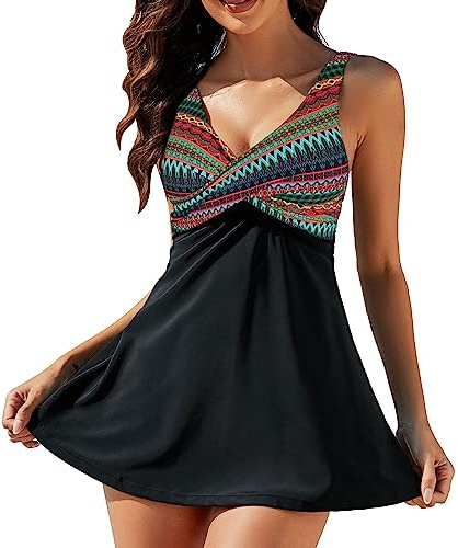 Laorchid Robe de bain grande taille avec short pour femme Maillot de bain tankini push up rembourré