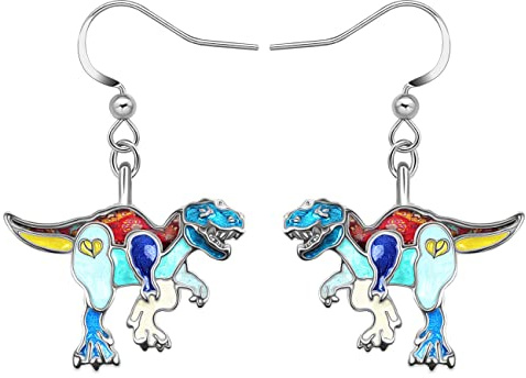 NEWEI Fantasy Emaille Dragons Ohrringe Cute Dragon Geschenke Drache Schmuck Charms für Damen Frauen Mädchen (Dinosaur Trex Blue)