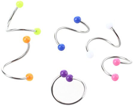 jumbans 6 x Spirale Labret Lippe Nabel Augenbraue Piercing, Kunststoff, Stahl