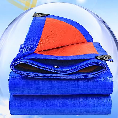 Lona de Protección con Ojales Lona Impermeable,Lona Resistente al Agua y a la Rotura Exterior,Resistente a Los Rayos UV Multiusos Lona de PE,para Camión,Piscina (5x9m/16.4x30ft)