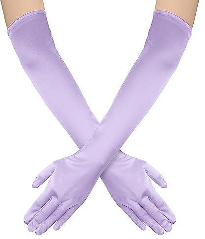 NQEUEPN Lange Damenhandschuhe, 52cm Lange Ellbogen Satinhandschuhe Opernhandschuhe Dehnbare 1920er Handschuhe Handpflege Feuchtigkeitshandschuhe für Frauen Mädchen Abendparty Tanz(Hellviolett)