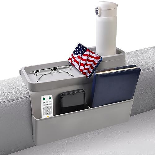 KindGa Couch-Becherhalter, super großes Silikon-Armlehnentablett mit Seitentaschen, rutschfester Couch-Caddy für Getränke, Telefon, Fernbedienung, Snacks, Sofatisch-Organizer, Vatertagsgeschenk,